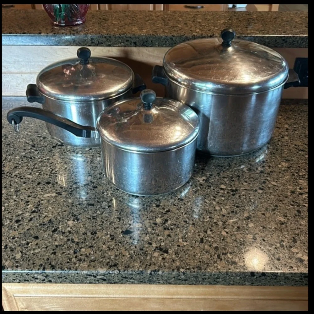 Vintage Farberware 3 Quart Aluminum Clad Stainless Steel Pot with Lid